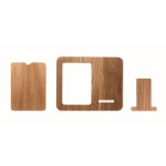 Caricatore wireless in legno con supporto per cellulare e cornice portafoto color legno sesta vista