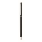 Penna a sfera in alluminio riciclato con clip cromata e inchiostro blu color nero terza vista