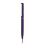 Penna a sfera in alluminio riciclato con clip cromata e inchiostro blu color blu