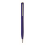 Penna a sfera in alluminio riciclato con clip cromata e inchiostro blu color blu terza vista