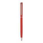 Penna a sfera in alluminio riciclato con clip cromata e inchiostro blu color rosso terza vista