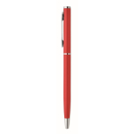 Penna a sfera in alluminio riciclato con clip cromata e inchiostro blu color rosso quarta vista