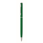 Penna a sfera in alluminio riciclato con clip cromata e inchiostro blu color verde