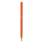 Penna a sfera in alluminio riciclato con clip cromata e inchiostro blu color arancione quinta vista