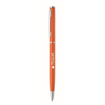 Penna a sfera in alluminio riciclato con clip cromata e inchiostro blu color arancione seconda vista principale