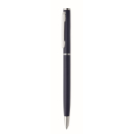 Penna a sfera in alluminio riciclato con clip cromata e inchiostro blu color blu mare