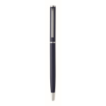 Penna a sfera in alluminio riciclato con clip cromata e inchiostro blu color blu mare terza vista