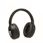 Cuffie wireless pieghevoli con microfono e funzione vivavoce color nero vista area di stampa