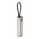 Powerbank in alluminio riciclato con indicatore di batteria e cavo 5.000mAh color argento opaco