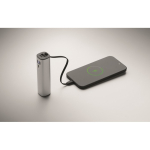 Powerbank in alluminio riciclato con indicatore di batteria e cavo 5.000mAh color argento opaco sesta vista