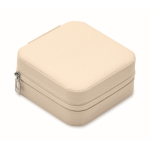 Portagioie da viaggio in PU e velluto con 3 scomparti e cerniera color beige terza vista