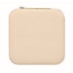Portagioie da viaggio in PU e velluto con 3 scomparti e cerniera color beige sesta vista