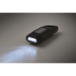 Torcia in plastica rigida a 3 LED con pannello solare e dinamo manuale color nero terza vista fotografica