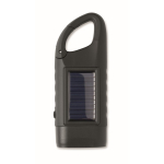 Torcia in plastica rigida a 3 LED con pannello solare e dinamo manuale color nero settima vista