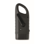 Torcia in plastica rigida a 3 LED con pannello solare e dinamo manuale color nero ottava vista