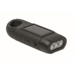 Torcia in plastica rigida a 3 LED con pannello solare e dinamo manuale color nero decima vista