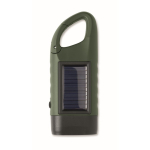 Torcia in plastica rigida a 3 LED con pannello solare e dinamo manuale color verde scuro settima vista