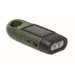 Torcia in plastica rigida a 3 LED con pannello solare e dinamo manuale color verde scuro decima vista