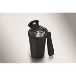 Bicchiere termico in acciaio inox riciclato con manico e sistema antigoccia 400 ml color nero seconda vista fotografica