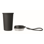 Bicchiere termico in acciaio inox riciclato con manico e sistema antigoccia 400 ml color nero sesta vista