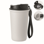 Bicchiere termico in acciaio inox riciclato con manico e sistema antigoccia 400 ml color bianco