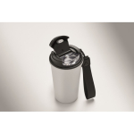 Bicchiere termico in acciaio inox riciclato con manico e sistema antigoccia 400 ml color bianco seconda vista fotografica