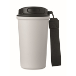 Bicchiere termico in acciaio inox riciclato con manico e sistema antigoccia 400 ml color bianco quarta vista