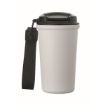 Bicchiere termico in acciaio inox riciclato con manico e sistema antigoccia 400 ml color bianco quinta vista