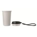 Bicchiere termico in acciaio inox riciclato con manico e sistema antigoccia 400 ml color bianco sesta vista