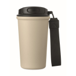 Bicchiere termico in acciaio inox riciclato con manico e sistema antigoccia 400 ml color beige quarta vista