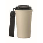Bicchiere termico in acciaio inox riciclato con manico e sistema antigoccia 400 ml color beige quinta vista
