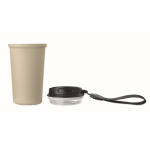 Bicchiere termico in acciaio inox riciclato con manico e sistema antigoccia 400 ml color beige sesta vista