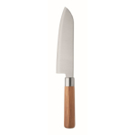 Coltello da chef in acciaio inox e legno di faggio con protezione color argento