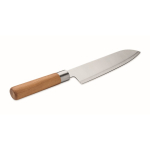 Coltello da chef in acciaio inox e legno di faggio con protezione color argento seconda vista