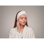 Fascia regolabile in microfibra per capelli per la cura del viso color bianco vista fotografia