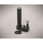 Set vino in plastica con cavatappi elettrico e accessori su base color nero seconda vista principale