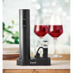 Set vino in plastica con cavatappi elettrico e accessori su base color nero vista ambiente principale