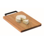 Tagliere in legno di acacia con comoda maniglia in acciaio inox color legno terza vista