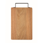 Tagliere in legno di acacia con comoda maniglia in acciaio inox color legno quarta vista