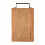 Tagliere in legno di acacia con comoda maniglia in acciaio inox color legno quarta vista principale