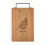 Tagliere in legno di acacia con comoda maniglia in acciaio inox color legno seconda vista principale