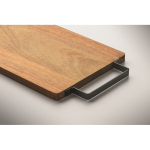 Tagliere in legno di acacia con comoda maniglia in acciaio inox color legno quinta vista fotografica