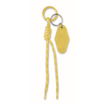 Portachiavi in corda intrecciata in poliestere con etichetta e anello color giallo