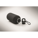 Borraccia in acciaio inox riciclato antiperdita con finitura gommata 500 ml color nero quarta vista fotografica