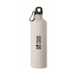 Borraccia in acciaio inox riciclato con finitura gommata e moschettone 750 ml color bianco vista area di stampa