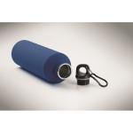 Borraccia in acciaio inox riciclato con finitura gommata e moschettone 750 ml color blu reale quarta vista fotografica