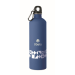 Borraccia in acciaio inox riciclato con finitura gommata e moschettone 750 ml color blu reale seconda vista principale