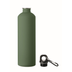Borraccia in acciaio inox riciclato con finitura gommata e moschettone 750 ml color verde scuro seconda vista