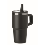 Bicchiere termico in acciaio inox riciclato con coperchio e cannuccia 500ml color nero