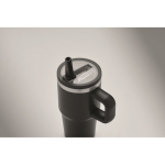 Bicchiere termico in acciaio inox riciclato con coperchio e cannuccia 500ml color nero quarta vista fotografica